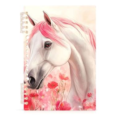 Imagem de Burbuja Caderno de cavalo branco, papel pautado universitário A5 com 60 folhas, caderno de anotações para diário, escritório, 1 pacote
