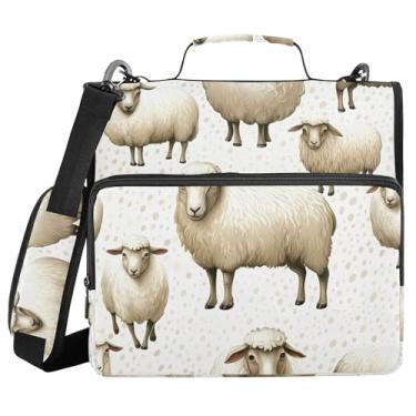 Imagem de Burbuja Candeeiros de ovelha, fichário com zíper, bolsa de 3 anéis com lixa expansível e alça de ombro, serve para laptop de 13 polegadas, vários bolsos para trabalho de escritório