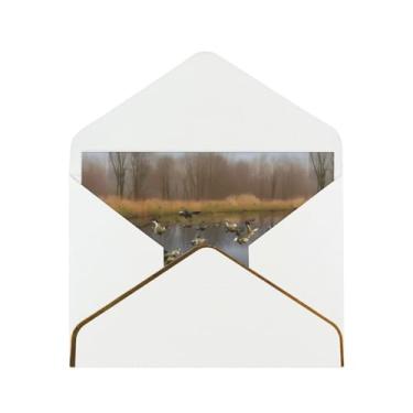 Imagem de SKKNT Cartões comemorativos com estampa de patos selvagens para todas as ocasiões, convites de festa de aniversário de casamento, 12,7 x 15,2 cm