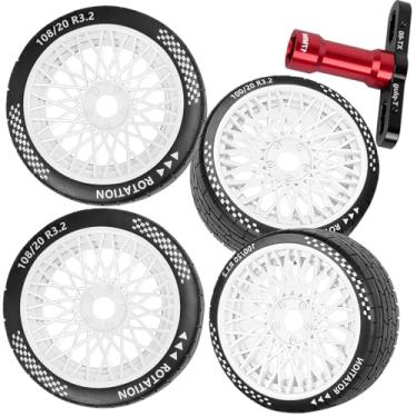 Imagem de RCMYou RC Tires and Wheels (4PCS) for 1/7 Infraction Felony FS Racing Model GT RC Car,Street Tire with Foam Inserts,Highway Wheels and Tires Set/Plastic Wheel,White
