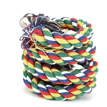 Imagem de Acouto Papagaios de Brinquedo para Pássaros Com Corda de Algodão - Barra Espiral para Mastigar e Escalar - Promove Exercício, Coordenação e Equilíbrio Papagaios, Periquitos, Calopsitas e Pombinhos