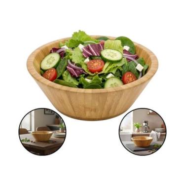 Imagem de Saladeira Bambu Tigela Bowl Frutas Legumes Cozinha 1 Litro - Kadê