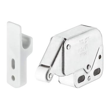Imagem de Hafele Mini trava push-to-open com Strike - Trava de liberação automática de mola para armários, cômodas, armários e portas de lavanderia