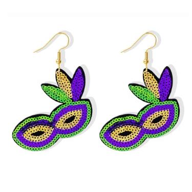 Imagem de Brincos pendentes de carnaval, máscara de palhaço de lantejoulas, brincos de chapéu de palhaço, para mulheres, tema de carnaval, brincos de carnaval, joias de carnaval, presentes para mulheres, Large