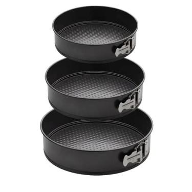 Imagem de Kit 3 Formas Redondas Bolo Torta Fundo Removível Antiaderente - Em Cas