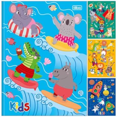 Imagem de Kit C/ 4 Caderno Kids Masculino Colorido Universitário Brochura TILIBRA - 48 Folhas