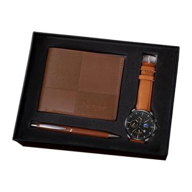 Imagem de Fiocias Conjunto de Presente Masculino: Carteira, Relógio, Caneta, Couro PU, Metal com Elegante Caixa para O Dia Dos Pais, Aniversário E Escritório, Style B