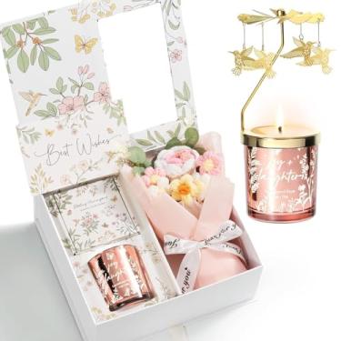 Imagem de Presentes de Natal para mulheres, mãe, amiga, irmã, presentes de aniversário exclusivos para mulheres, namorada, esposa, filha, velas de Natal, beija-flor, conjunto de velas perfumadas giratórias para