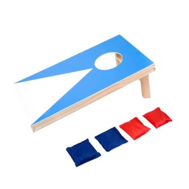 Imagem de Vaveren Saco de areia jogar jogo jogando saco de areia brinquedo de madeira cedo brinquedos educativos sacos milho buraco conjunto para casa família jogar, Azul