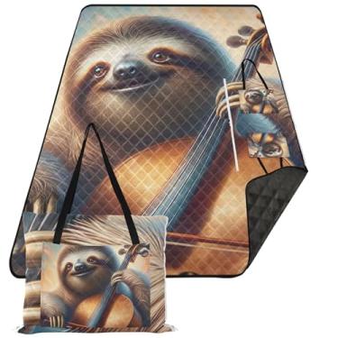 Imagem de TSENQUE Lindo cobertor de praia à prova de areia para violoncelo preguiça impermeável extra grande dobrável tapete de piquenique cobertores de grama bonitos para atividades ao ar livre 299,7 cm x