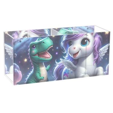 Imagem de TSENQUE Lindo suporte de caneta unicórnio dinossauro espaço bonito para mesa colorido marcador de arte suporte de pincel acrílico copo de lápis estacionário