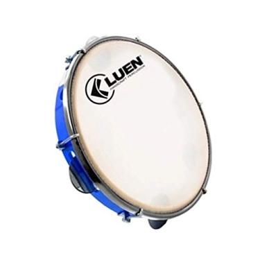 Imagem de Pandeiro 10" Abs Azul 6 Afin Plat Inx Ferragem Cromada Leitosa