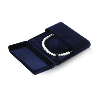 Imagem de Yinbeini Caixa de anel de casamento brinco colar pulseira caixa de armazenamento caixa de presente de noivado caixa de presente organizador de joias caixa de exibição (azul, caixa de colar média)