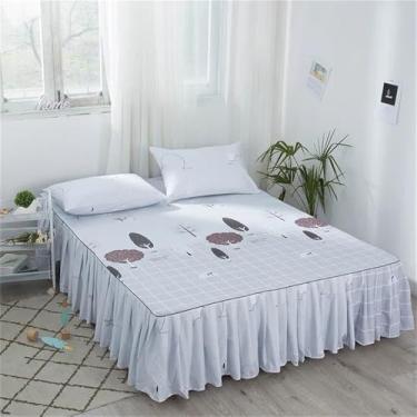 Imagem de Capa de cama plissada Fashion Home com saia para cama, tamanho Queen, resistente ao desbotamento, macia, para cama de solteiro e casal, 7, King 198x203x40cm
