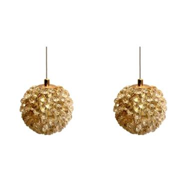 Imagem de Kit 2x Pendente Esfera De Cristal Dourado Led 7w Cor Ajustável No Interruptor