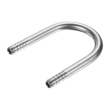 Imagem de PATIKIL Acessórios de farpa de mangueira de 1/4" (6 mm) x 1/4" (6 mm), 2 peças de aço inoxidável 304 conector de junta em forma de U com encaixe farpado emenda de metal