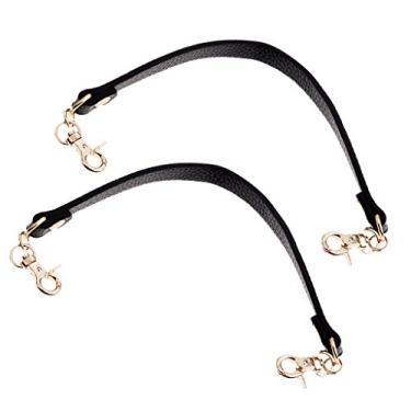 Imagem de 1 par de alça curta de couro PU de 30,5 cm para substituição de artesanato, alça de bolsa, alça preta