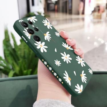 Imagem de Capa de celular com estampa de margaridas lisas para Samsung Galaxy S25 S24 S23 S22 S21 S20 Ultra Plus FE Note 20 Ultra 10 9 Plus, verde escuro, para Galaxy S23 FE