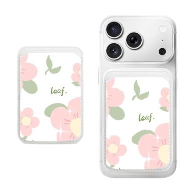 Imagem de Suporte magnético para iPhone, carteira fina de couro PU, capa para cartão, capa traseira para cartão, acessório de telefone fofo