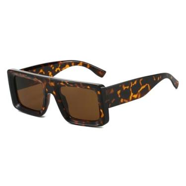 Imagem de Óculos de Sol Femininos Retro Tartaruga, Estilo Masculino, Versáteis e Casuais, Proteção UV400 (Marrom Leopardo)