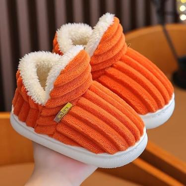Imagem de Pantufas unissex infantis para meninos e meninas quentes de inverno para uso interno/externo para crianças pequenas, Laranja, 9.5-10 Little Kid