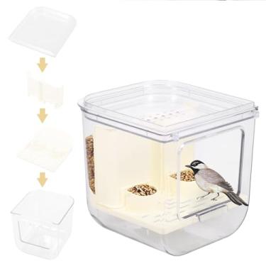 Imagem de YLMFTNU Alimentador automático de sementes de papagaio, alimentador de gaiola de pássaro sem bagunça, acessórios de gaiola de sementes transparentes com design destacável para pássaros pequenos e