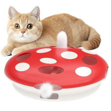 Imagem de Brinquedos interativos para gatos – Penas ocultas em movimento para alívio do tédio de gatinhos, brinquedos elétricos inteligentes para gatos | para donos de sala de estar em casa interna, animais de