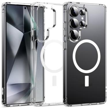 Imagem de CASEVASN Capa para celular compatível com Samsung Galaxy S24 Ultra, resistente a arranhões, transparente, TPU e absorção de choque, fina, flexível, de silicone, protetora magnética para Galaxy S24