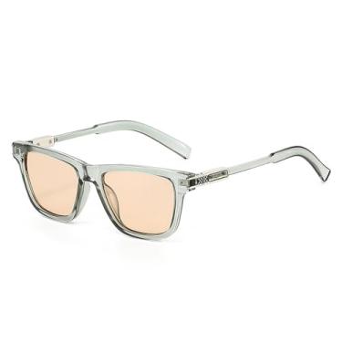 Imagem de Óculos de Sol UV400 - Cores Candy com Degradê e Armação Metálica para Homens e Mulheres, Ideais para Esportes ao Ar Livre, Corrida e Ciclismo, Cinza Champagne