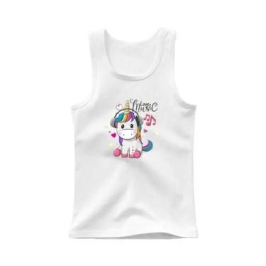 Imagem de Camiseta Regata Sem Mangas Para Meninas Com Estampa De Unicórnio Kawai