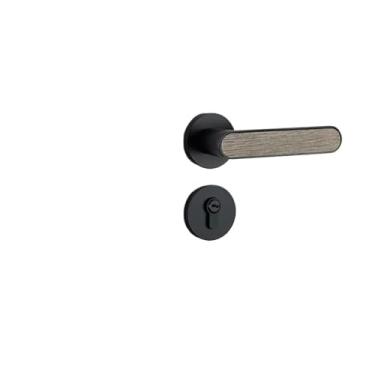 Imagem de Fechadura de porta interna para quarto Fechadura de porta doméstica preta magnética silenciosa fechadura moderna minimalista ecológica de madeira (E sucção magnética 35 50 mm)