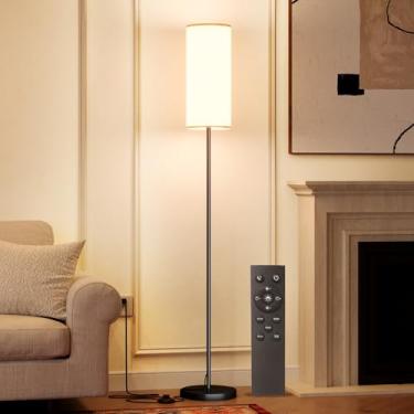 Imagem de Keepsmile Candeeiros de LED para sala de estar, luminária de chão regulável com controle remoto, lâmpada alta personalizada para quarto com lâmpada LED de 12 W, poste de luz com interruptor de pé