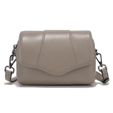 Imagem de Bolsa transversal pequena para mulheres, bolsa de ombro simples com vários compartimentos, Cinza, Small