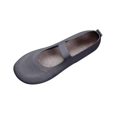 Imagem de Tênis de trabalho feminino casual sem cadarço cor sólida bico redondo respirável cano baixo macio liso EU 36-43, Cinza, 39