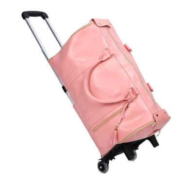 Imagem de Depisuta Bolsa de Viagem Com Rodinhas, Alça Removível, Mochila de Viagem, Alça de Couro, Bolsa de de 40L, Mochila de Ginástica para Homens, Mulheres, Mercearia (Rósea)