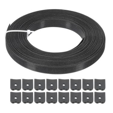 Imagem de Generic Espartilho para costura, 10 jardas e 12 mm de largura poliéster costurado de baixa densidade espartilho com 40 peças de tampas para corpete vestido de casamento chapéu faça você mesmo, preto