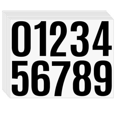 Imagem de 8 folhas de adesivos pretos de 10 a 9 cm – números autoadesivos de vinil à prova d'água para endereço de caixa de correio, placas de porta de casa, etiquetas de sala de aula, caixas de armazenamento