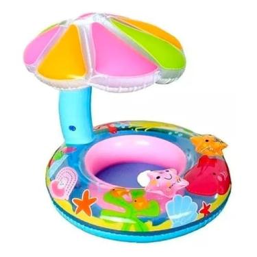 Imagem de Boia Infantil Bebe Piscina Inflável com Sombra Cogumelo Proteção Praia Piscina.