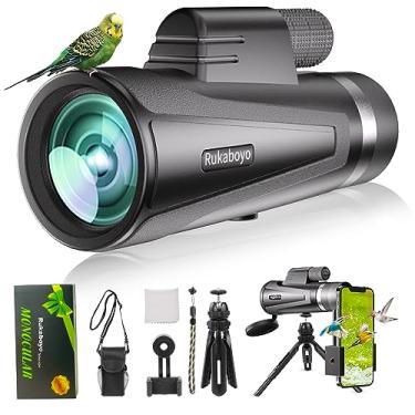 Imagem de Telescópio monocular HD 80 x 100 de alta potência com adaptador de smartphone e tripé – monóculo de prisma BAK4 para observação de pássaros, caça, viagem, acampamento, observação de estrelas, trilhas