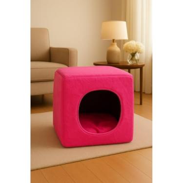 Imagem de 3 em 1 para Pet – Caminha e Casinha Impermeável com Almofada Removível, Versátil para Cães e Gatos Pequenos e Médios(Suede Rosa,P)