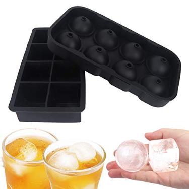 Imagem de 2PCS Formas de Cubos Gelo 8 Grelhas Empilháveis com Tampa Removível -Transbordamento Moldes Silicone Flexível para Bebidas Geladas DIY em Casa Coqueté