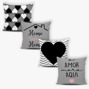 Imagem de Kit 4 Capas de Almofadas Decorativas com Zíper + 4 refil de almofada  