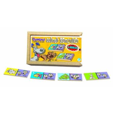 Imagem de Jogo de Dominó Infantil Animais Domésticos com Libras - Simque