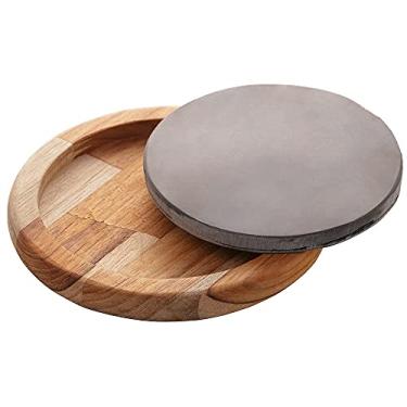 Imagem de TÁBUA MADEIRA REDONDA COM PEDRA ARDÓSIA TECA 15x2cm