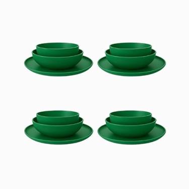Imagem de Jogo 12 Pratos Raso Cinza Escuro – Design Moderno Street, Ideal para Refeições Domésticas, Jantares e Eventos Casuais (Verde Amazônia)