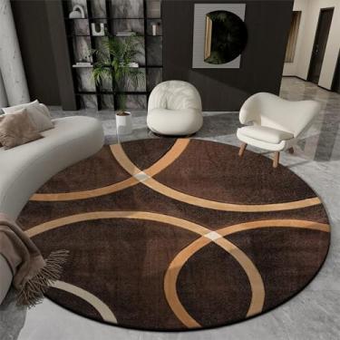 Imagem de Tapetes redondos geométricos para sala de estar, decoração de luxo, tapetes grandes e felpudos para quarto, escritório, cadeira, tapete de chão macio (140 x 140 cm/Flanela - 7)
