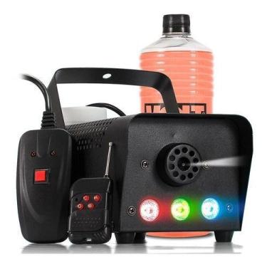 Imagem de Maquina De Fumaça Dmx Bx-750 3 Leds Rgb 2 Controles + Fluido Para Fuma