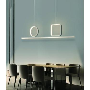 Imagem de Luminária pendente LED simples, luminária pendente circular quadrada, lustre para sala de jantar, regulável com controle remoto, luminária de teto para sala de estar, escritório ou mesa de j