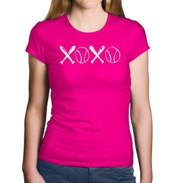 Imagem de Baby Look Algodão Xoxo Baseball - Foca na Moda, Rosa, GG