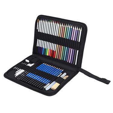 Imagem de 51pcs haste redonda lápis colorido arte pintura esboço conjunto com Nylon Bolsa Kit de artista profissional para adultos crianças estudantes artistas